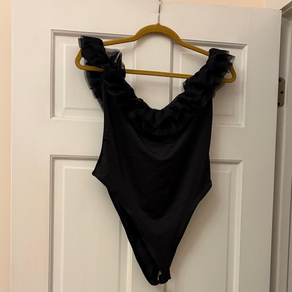 Black Ruffled bodysuit